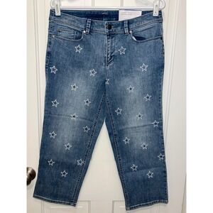 NEW Christopher & Banks Star Print Capri Jeans Modern Fit Crop Pants Size 6